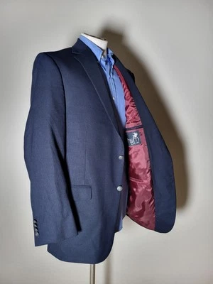 Chaqueta Blazer HSM Hart Schaffner Marx 48R Caballero Plateado Botón Azul Lúpulo Lana Foto 1 de 4