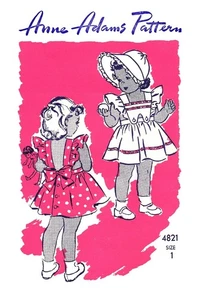 Anne Adams 4821 PATTERN DRESS Bonnet Hat Toddler GIRLS Frock UnPrinted - Picture 1 of 4
