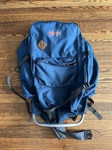 Vintage Jansport Scout Backpack External Aluminum Frame Support Blue Hiking - Picture 1 of 9