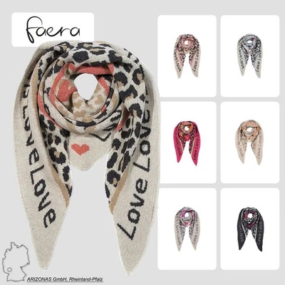 FAERA Damen Dreieckstuch Animal Love mit elastischem Strick und Leopardenmuster