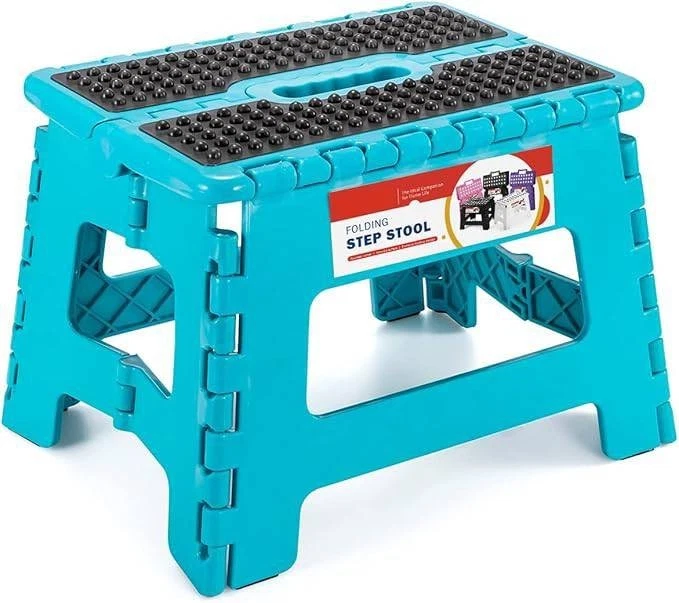 9" Height Folding Step Stool Plastic Foldable Stools Non Slip Dot Surface 1 Pack - Image 1 of 4