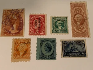 7 USED BACK OF BOOK STAMPS - PLEASE SEE PHOTOS - Nice - Picture 1 of 4