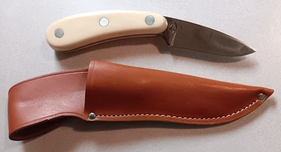 VINTAGE IMPERIAL FRONTIER 422 FIXED BLADE CAPING KNIFE W/ LEATHER SHEATH USA - Image 1 of 4