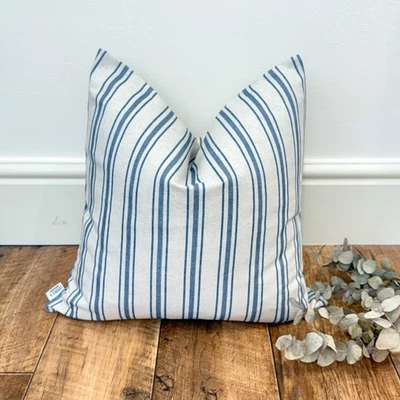 1683. Handmade Harper Blue Stripe Cotton blend Cushion Cover,Various sizes - Image 1 of 4
