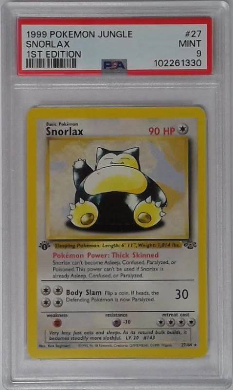 1x  V1617: 1999: Snorlax: 1st Edition: 27/64: Jungle: PSA: 9: MINT: 102261330 Gr - Image 1 of 1