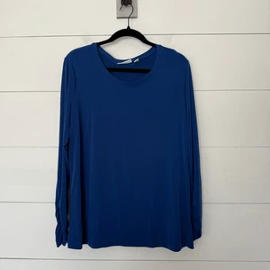 Top de manga larga elástico azul grande de Susan Graver para mujer - Imagen 1 de 5