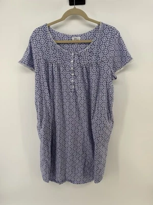 ARIA Womens XL Floral Sweater Knit Nightgown Mumu House Dress Blue White - Image 1 of 4