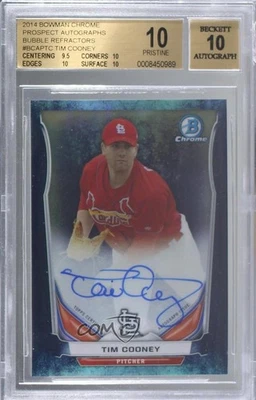 2014 Bowman Chrome Prospect Bubbles Refractor /99 Tim Cooney BGS 10 Auto - Image 1 of 2
