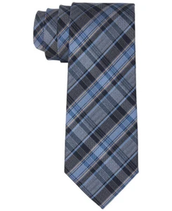 Calvin Klein Men's Slim Heathered Plaid Tie (Blue Multi, One Size) - Picture 1 of 3