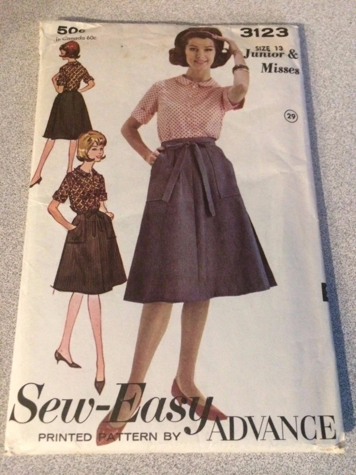 Uncut Advance Women's Sewing Pattern 3123 Miss Blouse & Skirt Size 13, Vintage - Image 1 of 1