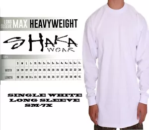 Shaka Wear Mens Max Heavyweight Long Sleeve T-shirt White Basic Plain Tee SM-7X - Picture 1 of 1