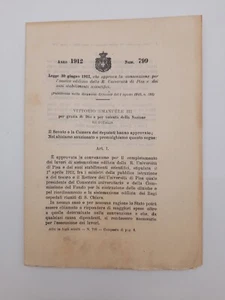 Decreto Approva l'assetto edilizio della R. Università di Pisa 1912 - Bild 1 von 1