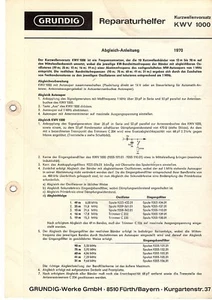 Grundig  Service Manual für Kurzwellenvorsatz KWV 1000 deutsch Copy - Bild 1 von 1