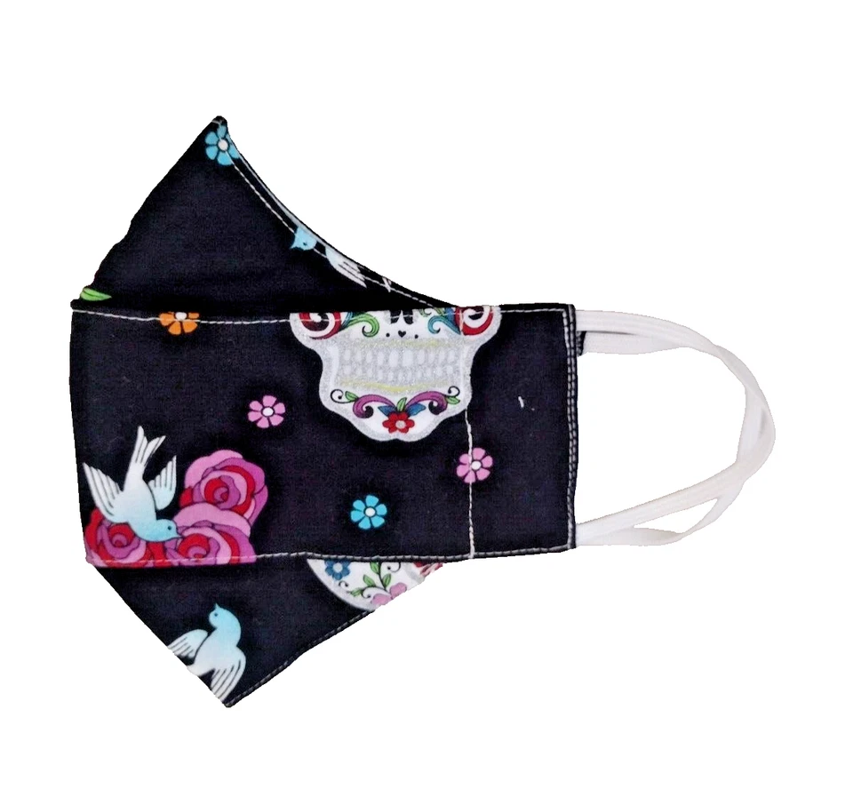 儿童面膜 Dia de los Muertos 手工棉织物可水洗头骨 — 第 1/1 张图片