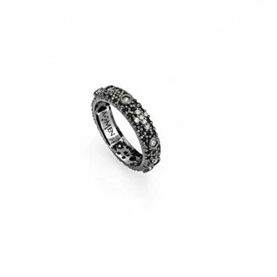 Anello Amen Rosario in argento 925 brunito con zirconi gioielli unisex - Immagine 1 di 2