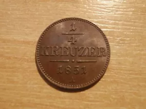 1/4 Kreuzer 1851 A , Franz Joseph I. , Austria Hungary , aUNC - Picture 1 of 2
