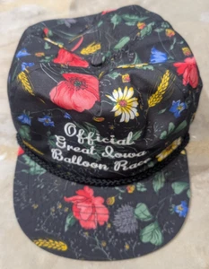 Vintage 90's Official Great Iowa Balloon Race Indianola Iowa Snapback Floral Hat - Picture 1 of 5