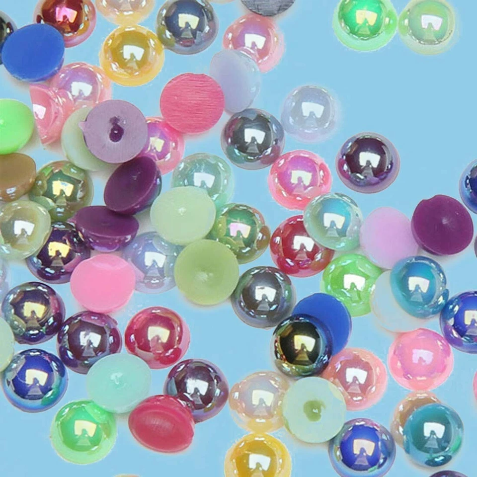 Round Cabochons Flatbacks Pearl Flat Back 10mm Valentines Jewelry Supply Bulk 50 - Image 1 of 1