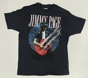 Vintage 80s Jimmy Page Rock Tour Zeppelin Double Neck Guitar T-shirt XL 46-48 SS - Picture 1 of 7