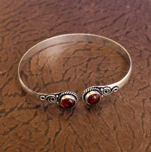 Natural Italian Red Coral Gemstone Cuff Bracelet Jewelry Women Free Size - Picture 1 of 1