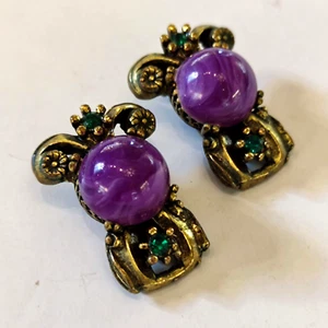 pregiati orecchini vintage americani anni 60 a clip con lucite vtg earrings - Picture 1 of 3