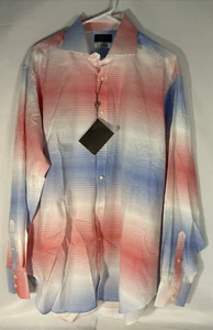 Collezione Thomas Dean Rosso Bianco Blu Righe Manica Lunga Bottoni Taglia L - Nuovo - Foto 1 di 6