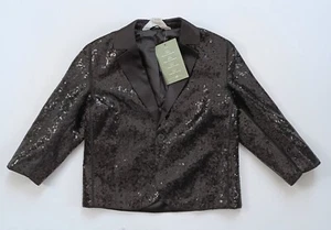NWT H&M Kids Black Sequined Satin Lapels Lined Jacket Blazer Sizes 2T, 3T, 10 - Picture 1 of 3