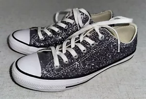 Women’s Size 8.5 Converse Chuck Taylor All Star Silver Glitter OX Low Top Shoe - Picture 1 of 9