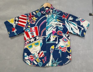 Camisa De Colección Jams World Surf Line Para Hombre Mediana Abotonada EE. UU. América Patriótica - Imagen 1 de 17