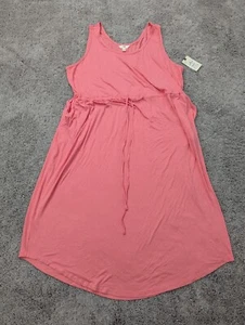 Terra & Sky Tank Dress Women's 3X Sleeveless Drawstring Waistband Pink Plus Size - Picture 1 of 9