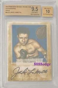 Ringside Boxing 2010 automático dorado: Jake LaMOTTA/10 autógrafo ""Raging Bull"" BGS 9,5 - Imagen 1 de 5