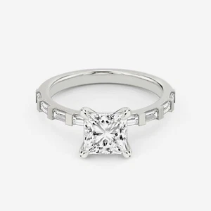 1 Ct Princess Cut IGI Lab Grown Diamond Solitaire Engagement Ring 14k White Gold - Picture 1 of 5