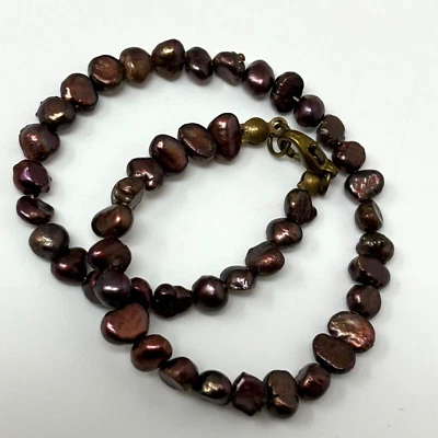 Pulseira de tornozelo feita à mão com miçangas tom bronze formato irregular pérolas de água doce - Imagem 1 de 4