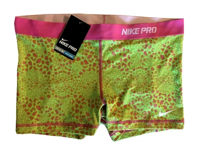 NEW! NIKE PRO [XL] Women's 3.0" COMPRESSION Run Shorts-Lime/Pink 548744-381 - Image 1 of 3