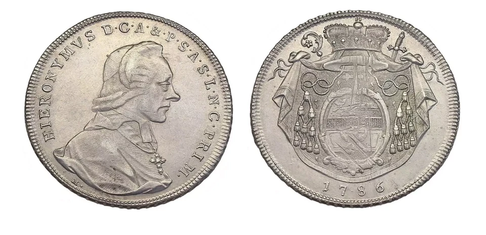 Salzburg 1786 1 Thaler Silver Coin Austria Taler Rare - Image 1 of 4