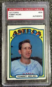 1972 TOPPS BASEBALL CARD HAND SIGNED #204 TOMMY HELMS SLABBED AUTHENTIC