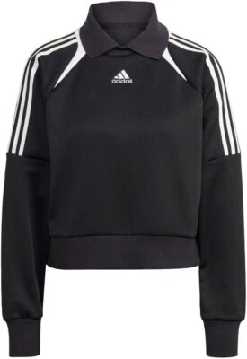 NEW Adidas Express Sweater Track Sweatshirt Collared NWOT Sz Small Black Stripe - Image 1 of 4