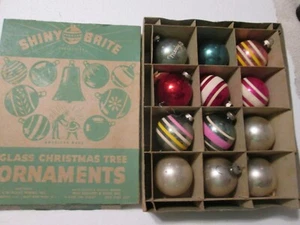 Adornos de árbol de Navidad británico brillante vintage vidrio mercurio rayas pintadas a mano - Imagen 1 de 8