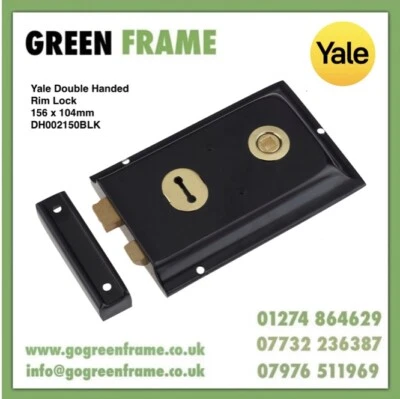 Yale Double Handed Rim Lock 156 x 104mm (6”x4”) DH002150BLK - Image 1 of 4