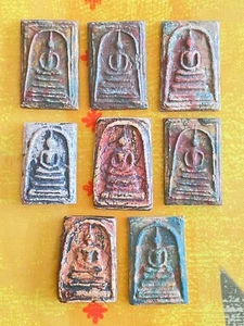 LOT 8 Plaque votive Bouddha Moine Phra Somdej amulette terre cuite Thaïlande tc - Picture 1 of 5