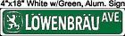 LOWENBRAU Ave. Sign 4"x18" Aluminum, for Beer Sign, Bottle and Can Collectible
