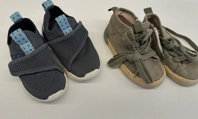 Zara Toddler Boy Navy Blue tennis shoes green Boots toddler boy Size 21 US 5 - Image 1 of 4
