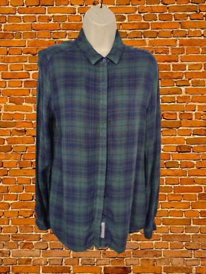 CAMISA SUPERDRY VERDE CUADROS PEQUEÑA 100% VISCOSA MUJER CUADROS MANGA LARGA BLUSA TOP Foto 1 de 4