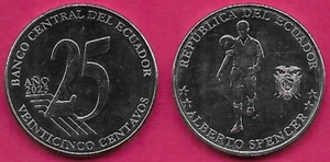 ECUADOR 25 CENTAVOS 2023 UNC 1 JAHR TYP, ALBERTO SPENCER, NAME DES LANDES, NAT - Bild 1 von 1