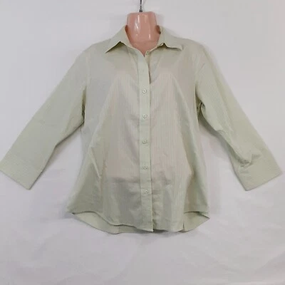 Леди Hathaway женщин кнопка вверх блузка рубашка размер L зеленый воротник хлопок 3/4 - Изображение 1 из 4