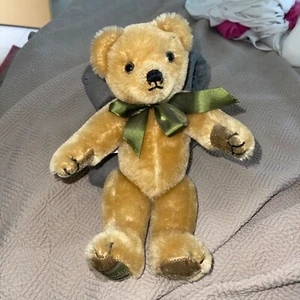 Harrods Vintage Teddy Bear Merrythought Jointed Green Neck Tie Bow - Picture 1 of 11