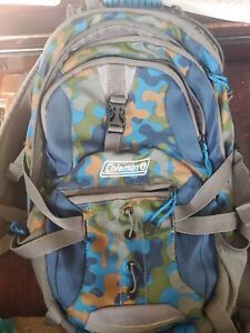 Coleman Kids Camo Hiking Hydration Backpack blue,green,brown & grey 🚭 clean