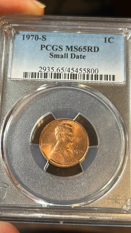 1970-S Lincoln Cent 1c Small date PCGS certified MS65RD coin Cover