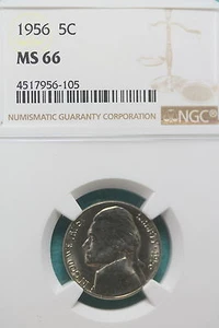 1956 NGC MS66 Jefferson Nickel!! #A9294 - Picture 1 of 2