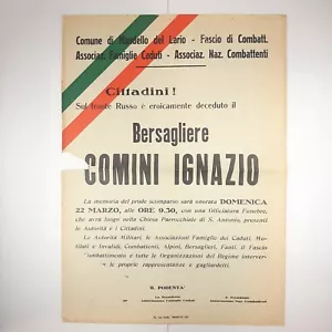 Manifesto poster Comune di Mandello del Lario fascio di combattimento anno 1942 - Picture 1 of 1